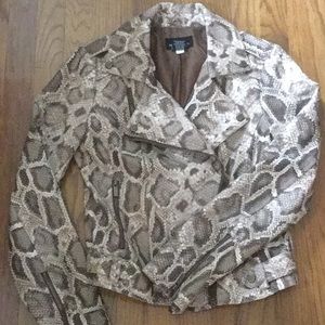 Faux Leather Snakeskin Moto Jacket